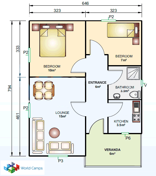 53 m2 Prefab House plan